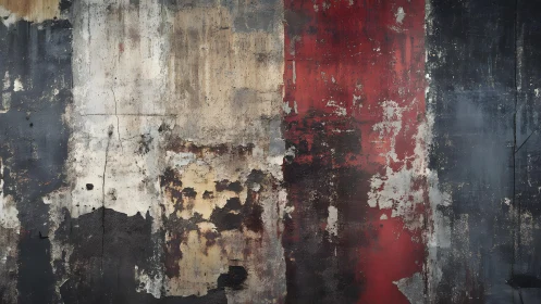 Weathered industrial wall with peeling paint in abstract style.