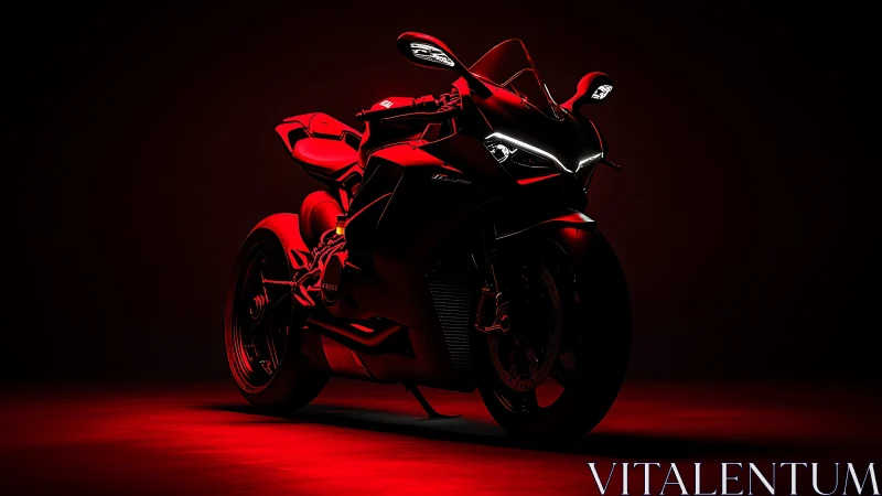 High-contrast superbike portrait uses dramatic red rim lighting