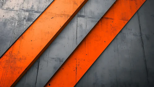 Industrial concrete stripes with bold orange diagonals.
