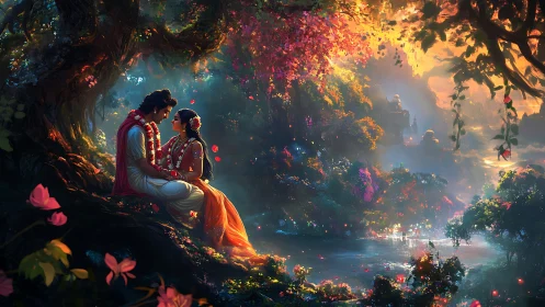 Luminous Garden Romance Under Twilight Skies.