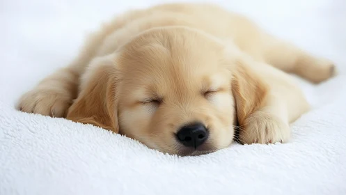 Gentle golden puppy drifts into a peaceful afternoon nap