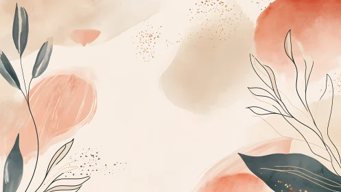Soft pastel botanical abstraction with layered watercolor washes