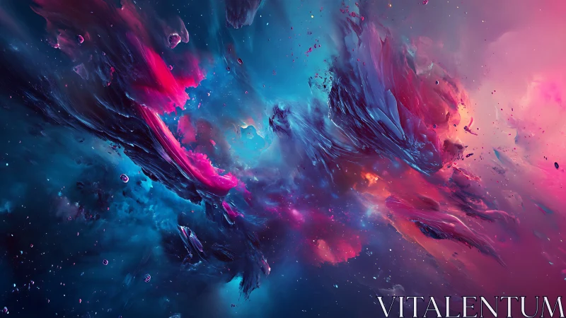 Dreamy cosmic nebula swirling in pink, blue, and violet light.