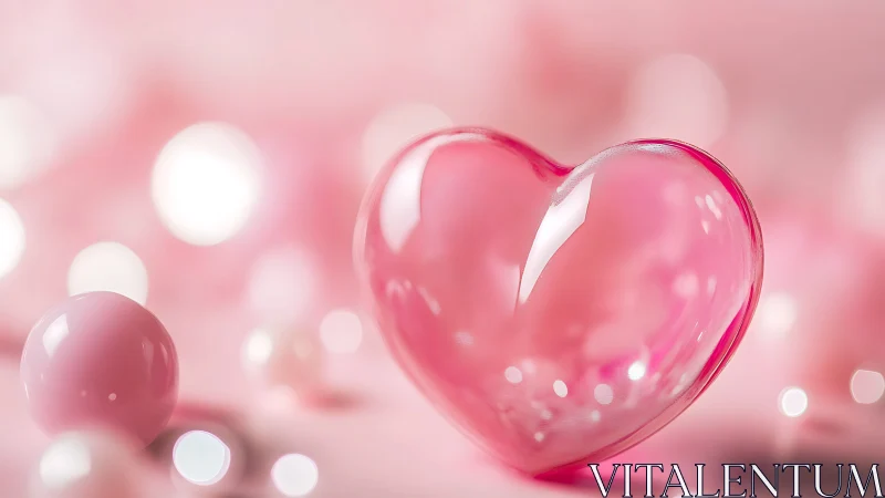 Pink Heart Sphere with Bokeh Background and Volumetric Lighting.