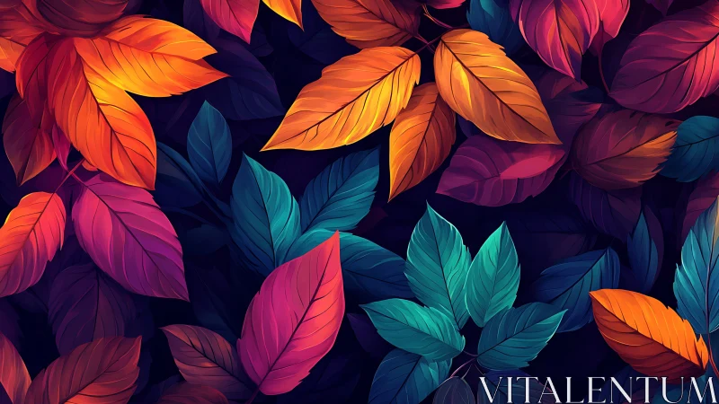 Glowing autumn leaves in a cozy rainbow of rich color.