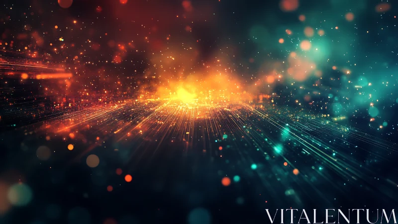 Abstract light field depicts linear particle motion in space