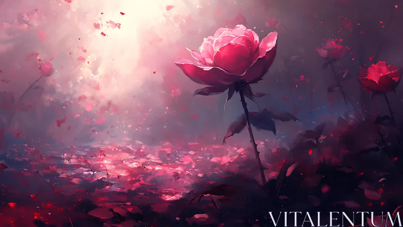 Crimson Rose Defies Twilight Inferno