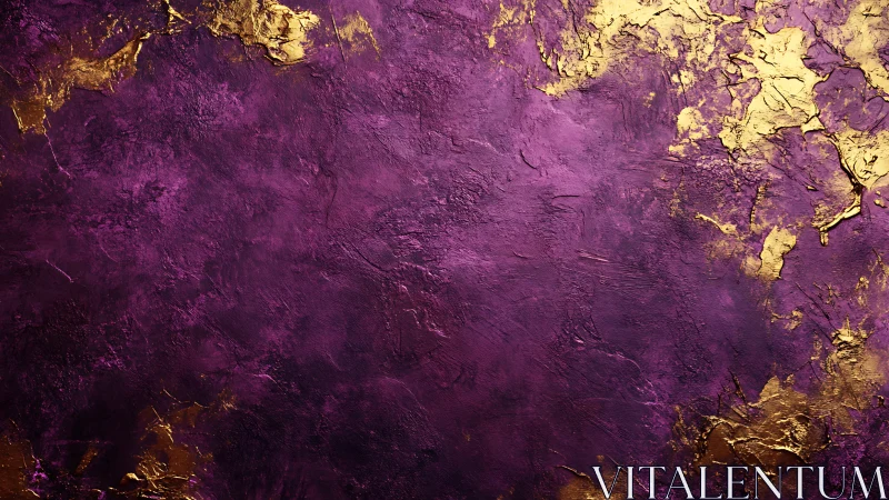 Purple textured background with scattered metallic gold accents.