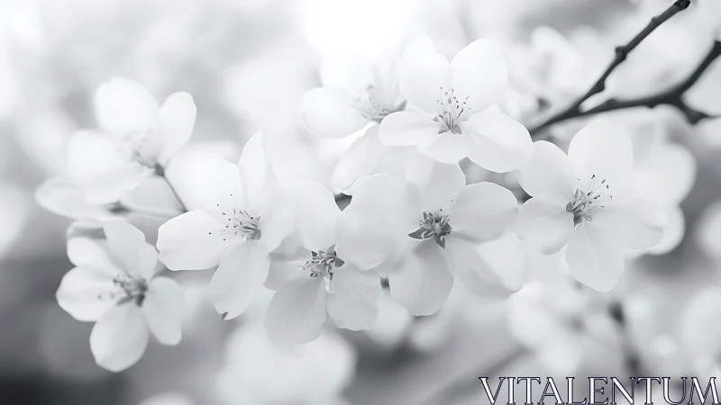 Delicate white blossoms clustered on dark branches with selective focus.