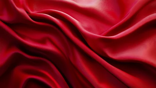 Silky red fabric flows in gentle waves of soft, rich color