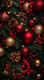 Crimson baubles and winter berries whisper glittered carols