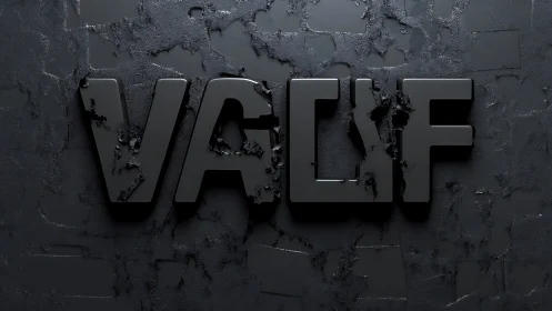 Fragmented black VALF logotype rendered in high-gloss 3D