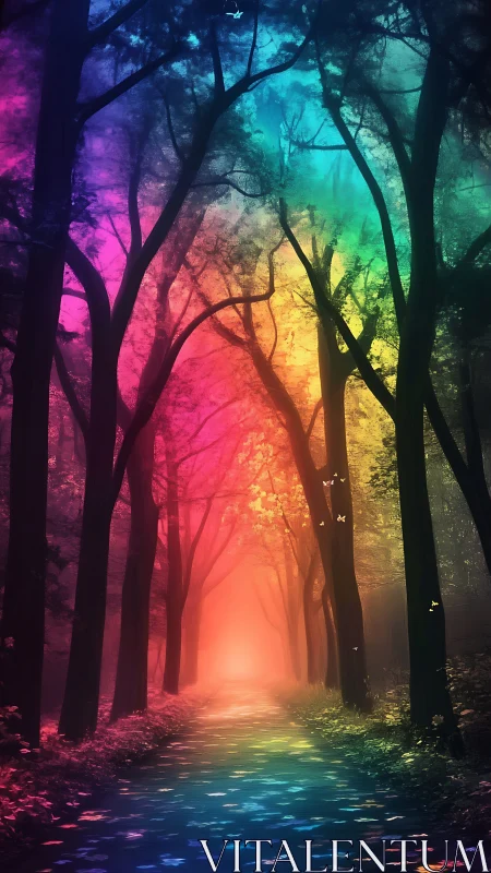 Rainbow Forest Portal Glows With Mystical Light