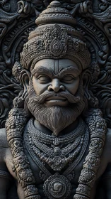 Intricate stone deity relief with high-relief ornamental detailing