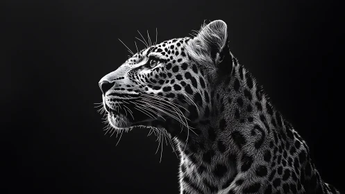 Moonlit leopard profile carved from shadow and silver light.