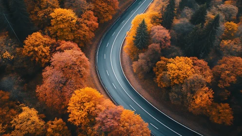 Serpentine Path Through Autumn's Golden Embrace.