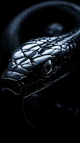 Midnight serpent emerges in dramatic low-key lighting.