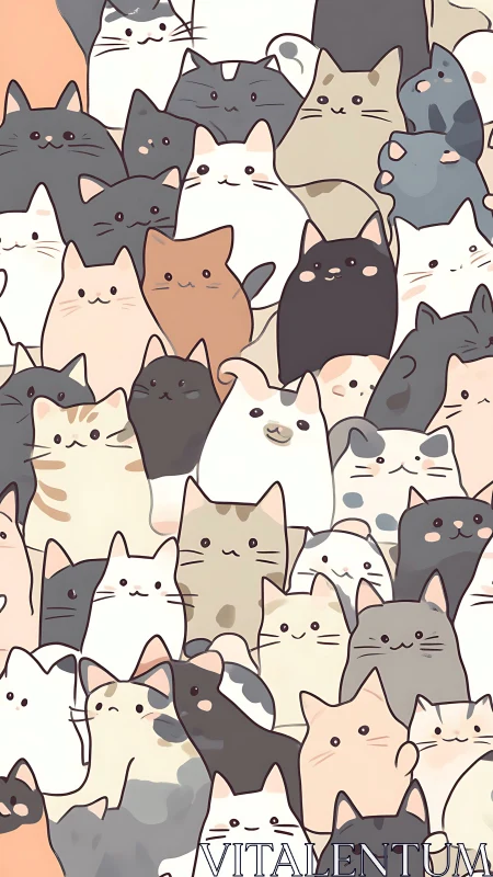Illustrative Cat Collection in Soft Vector Composition.