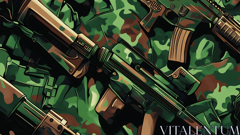 Camouflage patterns quietly cradle sleek tactical rifles