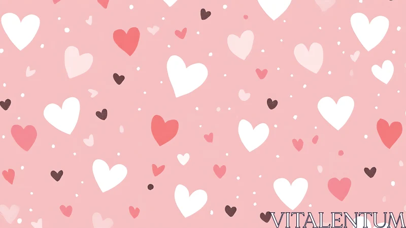 Scattered Hearts on Pink Background