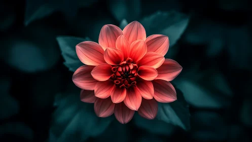 Crimson Bloom Defies Dusk: Dahlia's Radiant Statement.