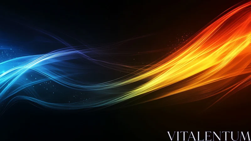 Chromatic Light Streams with Blue-to-Orange Gradient Wave Motion