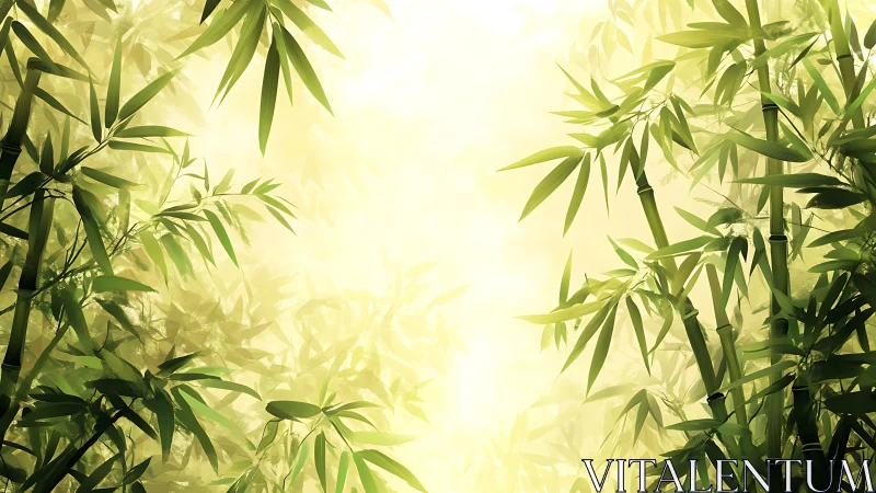 Dense green bamboo foliage against bright diffused light.