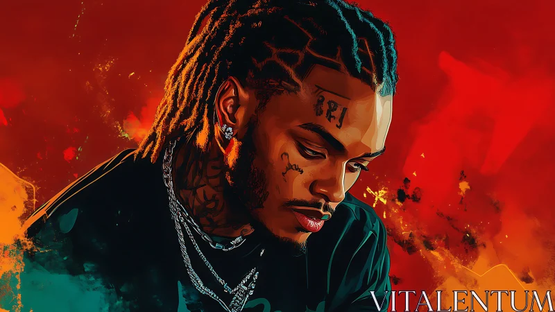 Bold portrait captures a reflective moment in vivid color