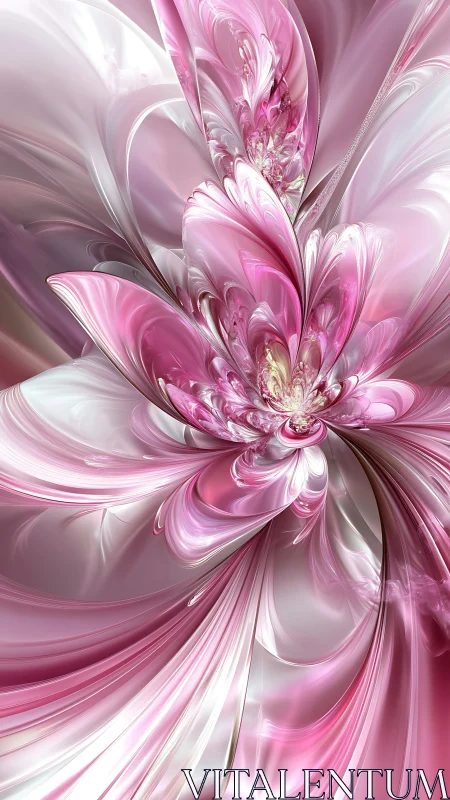 Fractal floral vortex in luminous pink digital painting style.