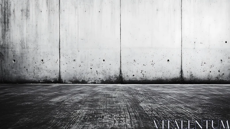 Monochrome concrete wall and floor with industrial surface patina.