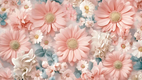 Soft Pink Gerbera Daisies and Cream Blooms in Gentle Floral Arrangement