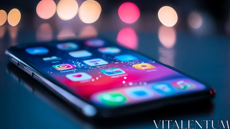 Edge-lit smartphone interface under shallow-depth bokeh study.