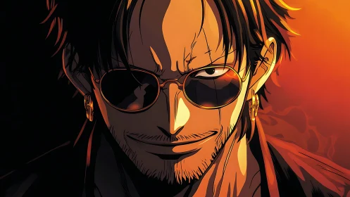 Cinematic anime portrait with high-contrast rim lighting glow.