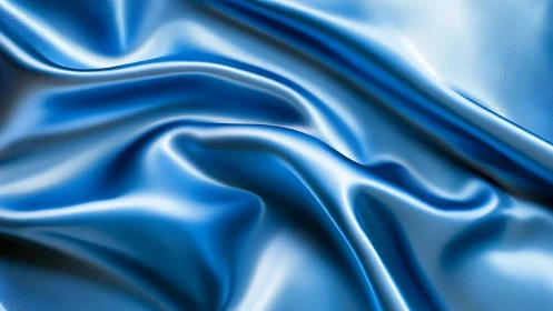 Iridescent blue satin folds under directional studio lighting.