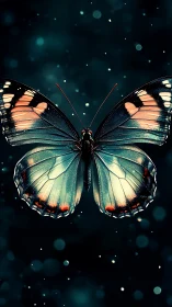 Digital macro study of luminous butterfly wings in symmetry.