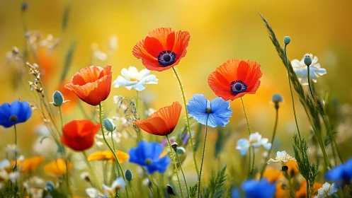 Radiant Wild Flowers Blooming in a Cheerful Garden