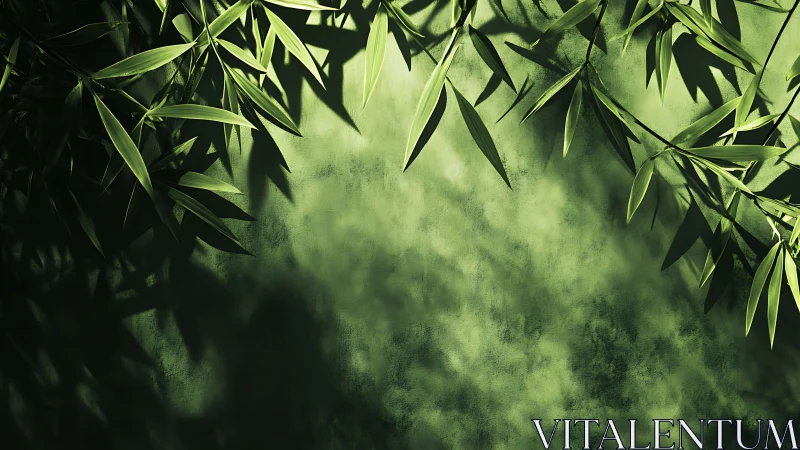 Bamboo shadows whisper softly across sunlit green plaster