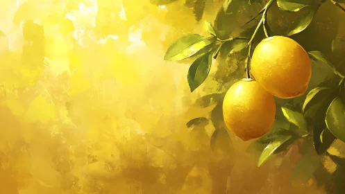 Golden lemons glow gently against a warm sunlit backdrop