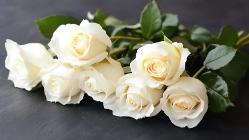 Graceful Cream Roses Arranged with Gentle Golden Hearts.