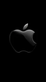 Apple Logo: Grayscale 3D Rendered Icon with Specular Lighting