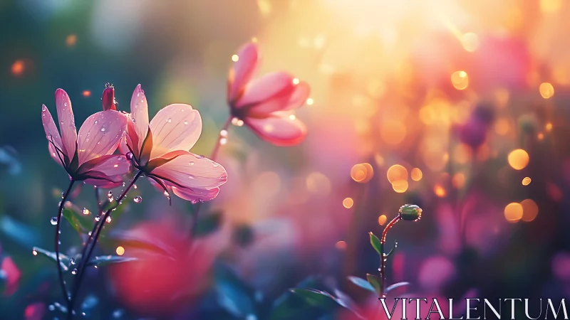 Macro Botanical Study with Dewdrops: Shallow Depth Field Composition.