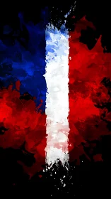 French tricolor flag explodes in bold abstract paint