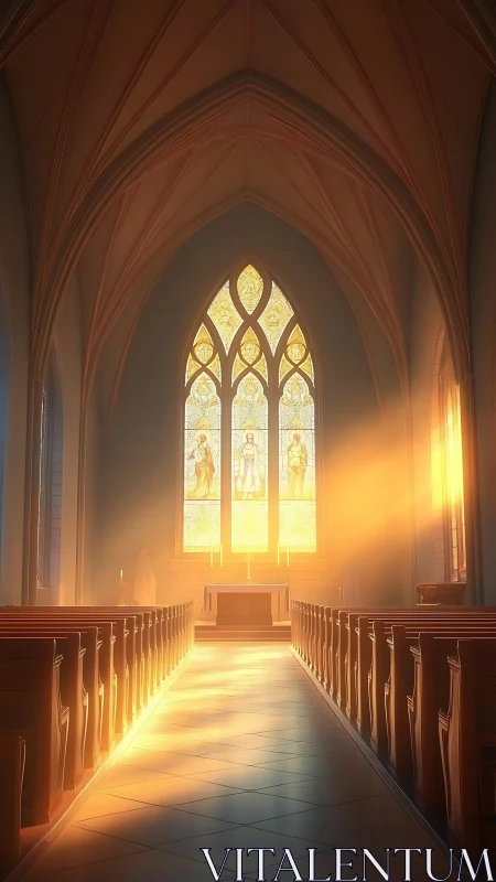 Soft morning light filling a peaceful cathedral interior.