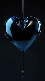 Transparent Glass Heart Filled with Liquid Blue Water Droplet