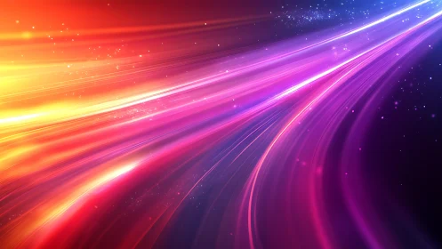 Multicolored diagonal light streaks traverse a dark field