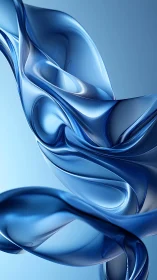Liquid sapphire ribbons curl through weightless blue air.