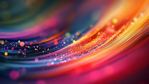 Glowing spectral wave of light trails and particles in motion.