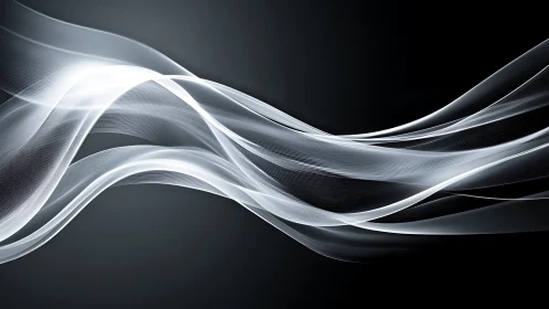 White translucent waveforms flow across dark gradient background