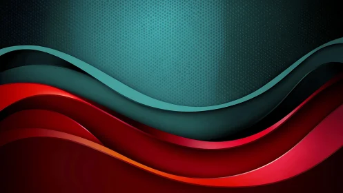 Curved layered bands intersect against textured teal backdrop