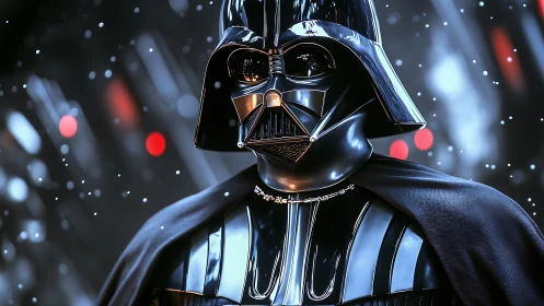 Dark armored figure stands amid cold, cinematic starlight